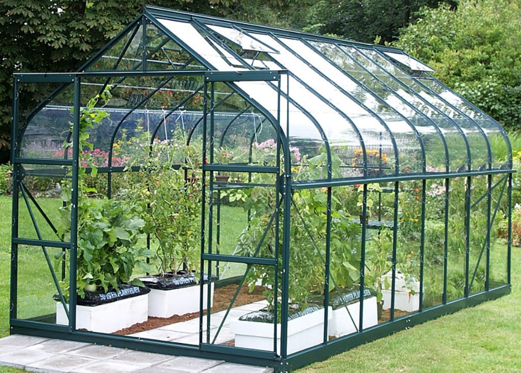 Lams - Serre de jardin Aloé 12,90 m² verte en aluminium